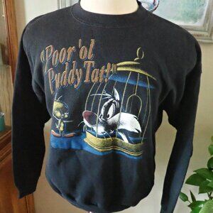 1996 Looney Tunes Tweety Bird Puddy Tat Sweatshirt Sz Large Made in USA